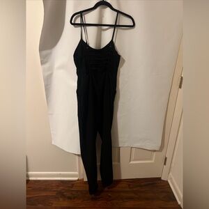 Black Pantsuit, Back Strappy, Straight Leg  S